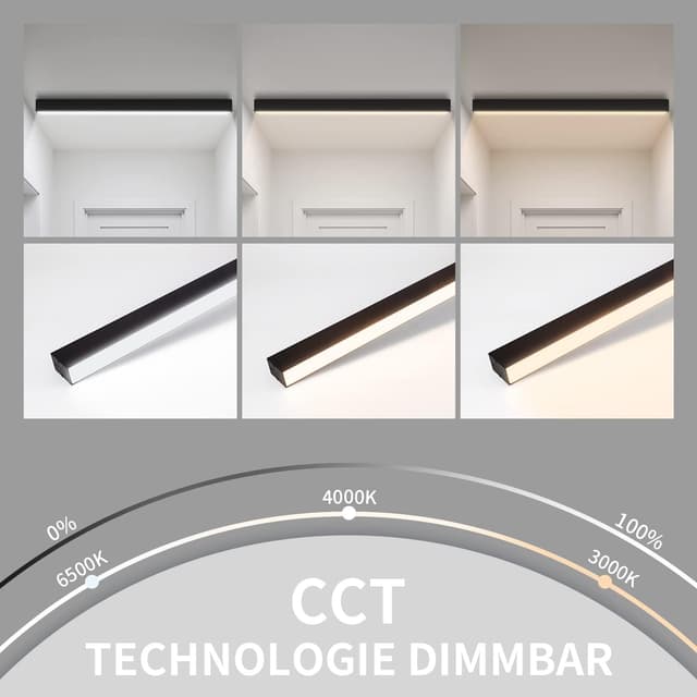 Detalle 2 de Glitzerlife LED-Deckenlampe für Wohnzimmer, 107 cm, 32 W, dimmbar mit Fernbedienung (schwarz)