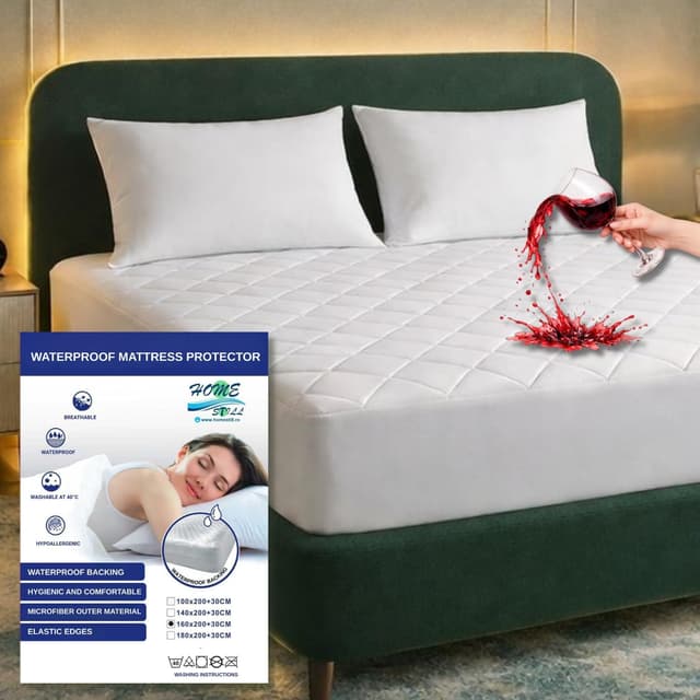 Detalle de HOME STILL Double Waterproof Mattress Protector (140x200x30 cm) with Cotton Terry Top