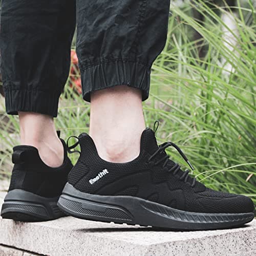 Detalle de Feethit Zapatillas de deporte para hombre (correr, gimnasio y caminar) negras, talla 46 EU