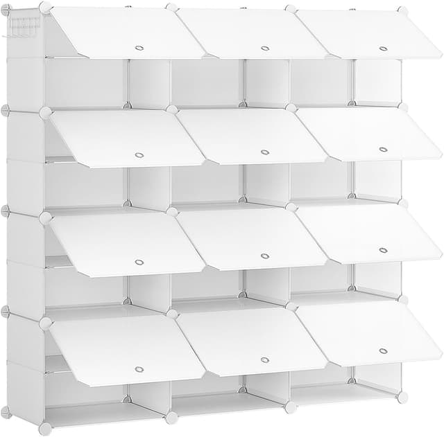 Detalle de HOOBRO EWT38SC01G1 Scarpiera componibile in plastica con 12 scomparti e sportelli