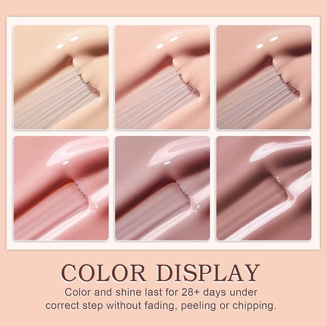 Detalle 2 de YSUVIN UV Nagellack Nude Set (6 Stück) – Nude Rosa Gel Nagellack, Soak-Off UV