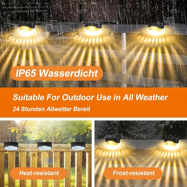 Detalle de Bzavor Solarlampen für Außen Garten (8er-Set) – IP65, 7,5 x 4 cm, warmweiß für Zaun & Balkon