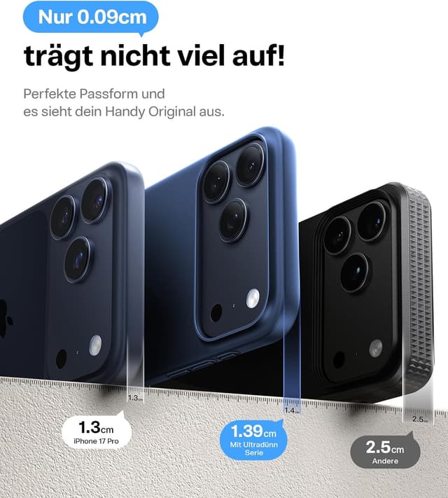 Thumbnail 6 de TORRAS Ultra Dünn 0,09 cm Hülle für iPhone 17 Pro – blau, erhöhter Kamerakantenschutz, seidig-mattes Griffgefühl