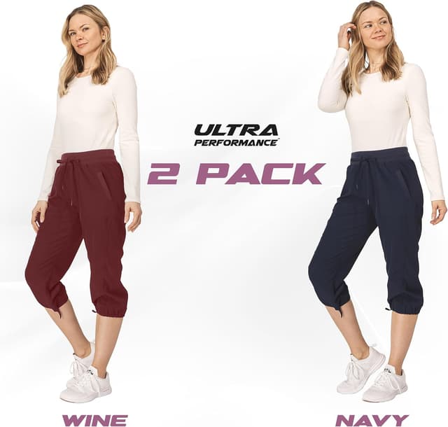 Detalle de Ultra Performance Women’s Capri Hiking Pants (2-Pack) with Four-Way Stretch & Moisture-Wicking