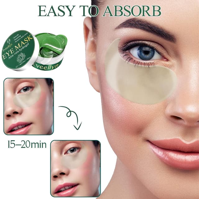 Detalle de Eveellyn Augenpads (60 Stück) mit Aloe Vera-Extrakt gegen Augenringe, Tränensäcke & Falten