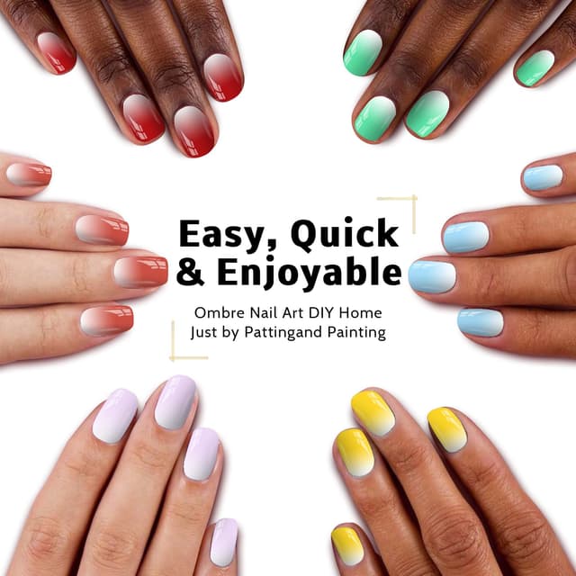 Detalle 2 de Karroy Sponge Pat Paint Nail Gel (9-Color Ombre Gradient) — UV/LED Curing No-Wipe Gel for Sponge-Padding Nail Art