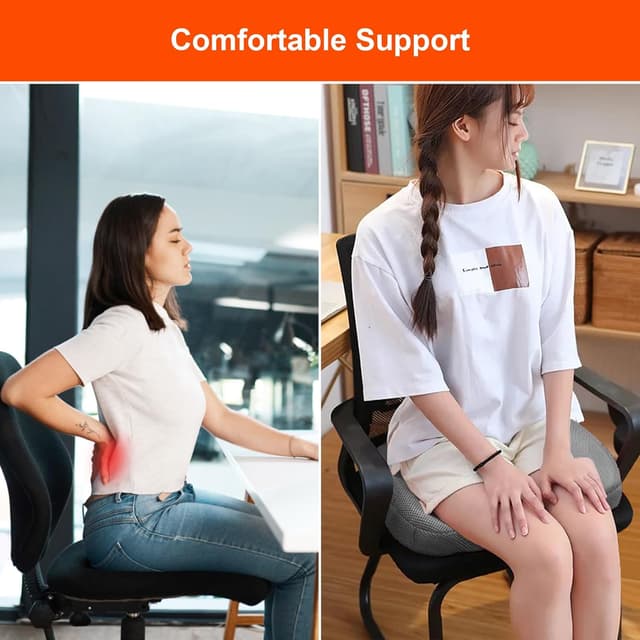 Detalle de inaepeak Memory Foam Seat Cushion for Office Chair (Gray) for Tailbone & Coccyx Comfort