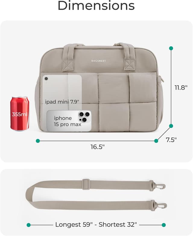 Thumbnail 3 de BAGSMART Sporttasche Damen 29L Puffer Reisetasche