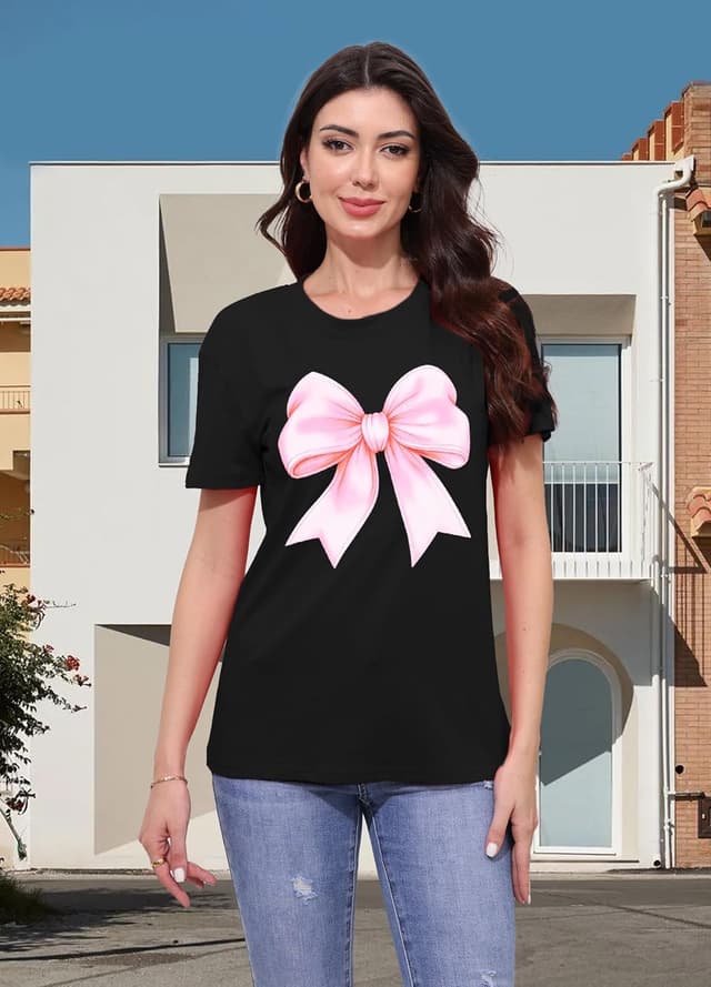 Detalle 2 de Qskall women’s leopard bow T-shirt with bowknot detail