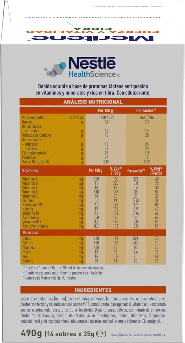 Thumbnail 9 de Meritene Fuerza y Vitalidad Fibra Chocolate 🍫 - 14 Sobres