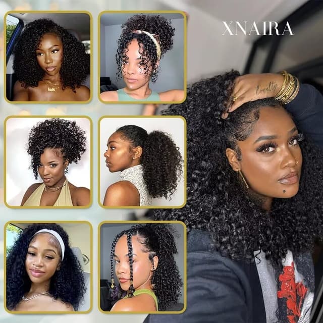 Thumbnail 6 de XNAIRA 3-in-1 Seamless Half Wig, Kinky Curly 18"