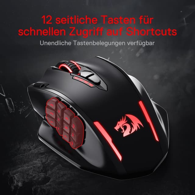 Detalle 2 de Redragon M913 Impact Elite Wireless Gaming Maus 16000 DPI MMO-Maus
