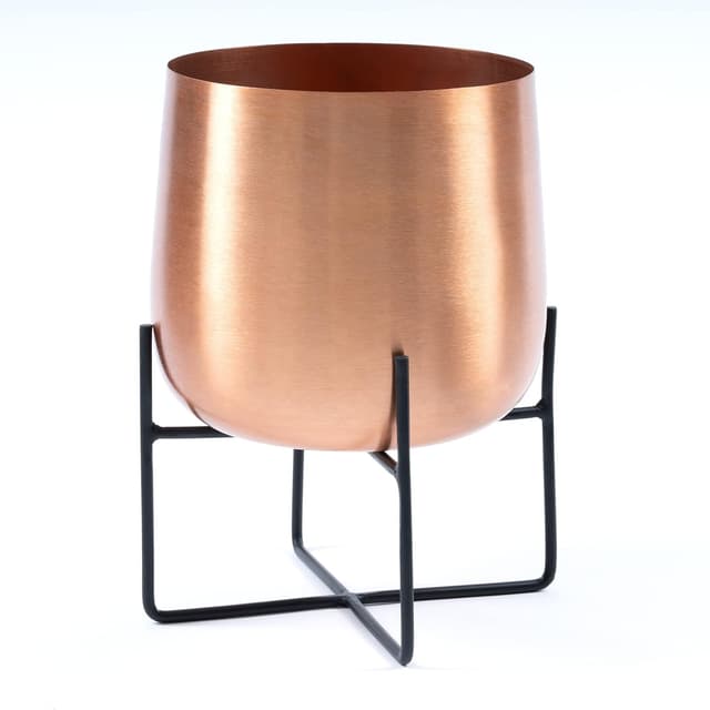 Thumbnail 6 de Olly & Rose Gold Plant Pot with Black Stand