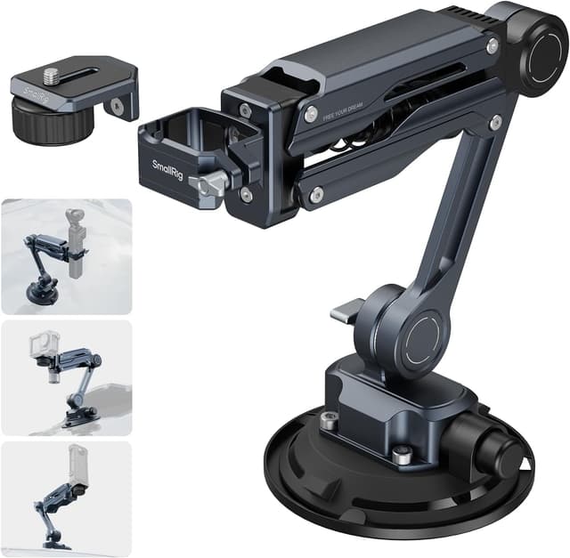 Detalle de SMALLRIG Mini Stoßdämpferarm 5123 – 4-Zoll-Vakuum-Saugnapf für DJI Osmo Pocket 3, Action-Cams & Insta360