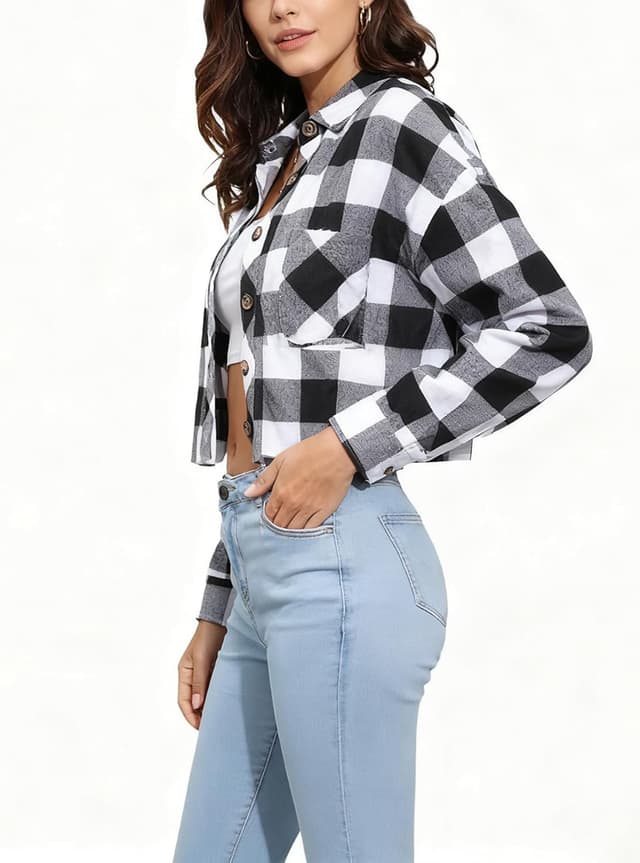 Detalle de Dressmine Cropped Checked Shirt 1