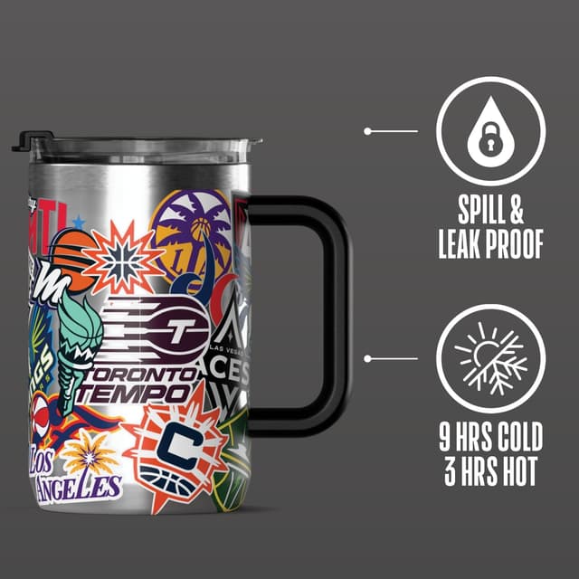 Detalle 2 de Hydrapeak 18 oz WNBA Official Insulated Coffee Cup with Swing Lid & Travel Handle