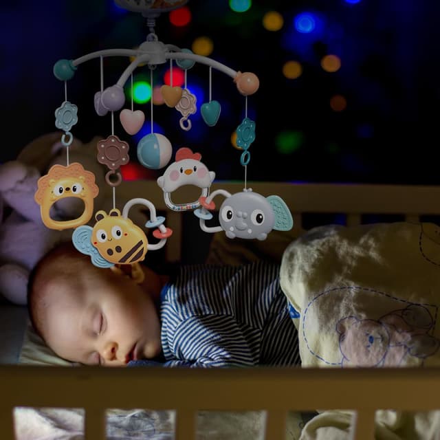 Thumbnail 6 de Aolso Babybett-Spielzeug: Mobile fürs Babybett mit Musik, Lichtern, Projektion und Fernbedienung (Kaninchenprojektion-Blau)