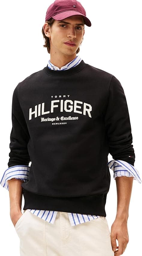 Detalle de Tommy Hilfiger Arch Crew Sudadera Negro M