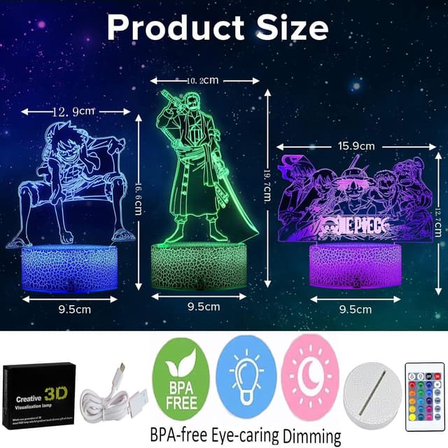 Thumbnail 1 de QQAAMZ Hǎi Zéi Wáng Lampe Luffy Veilleuse 16 couleurs