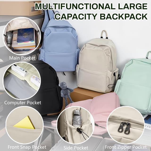 Detalle de Aucuu Zaino Casual 15,6" per PC portatile impermeabile, 32×17×45 cm