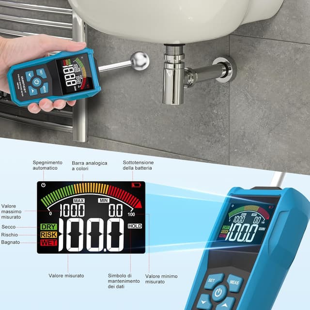 Detalle 2 de DURFICST igrometro legno con LCD a colori 5-40 mm