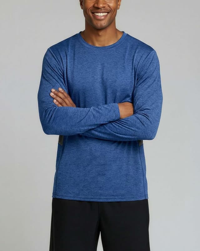 Detalle de Real Essentials 4-Pack Men’s Long Sleeve Dry-Fit Moisture Wicking Shirts (UPF 50)