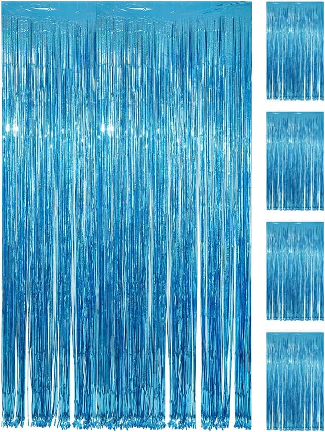 Imagen de PVEGOS 3.3 x 8.3 ft Light Blue Tinsel Curtain 🎉 en OfertitasTOP