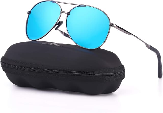 Detalle de MXNXEU Sonnenbrille für Herren Fahrerbrille polarisiert (UV400) – schwarz, Outdoor Vintage Stil