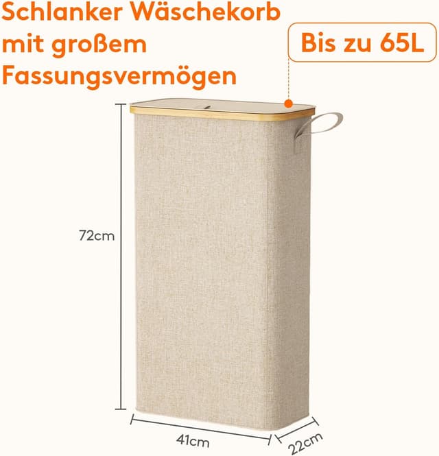 Detalle de Lifewit 65L Wäschekorb Schmal