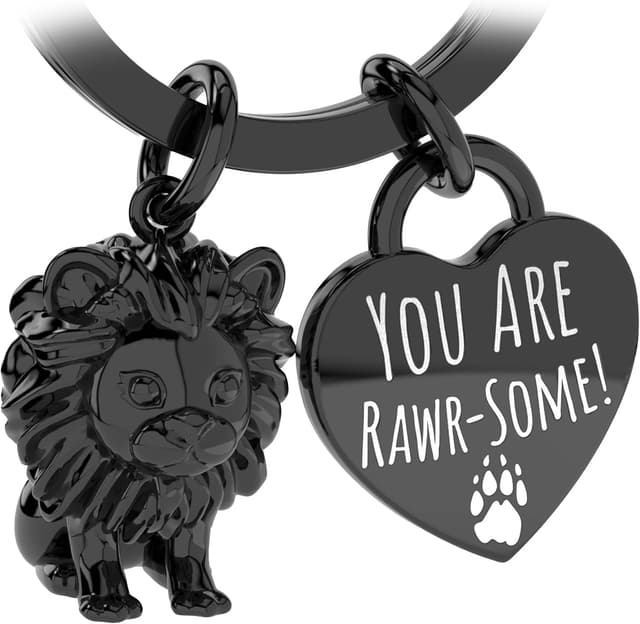 Thumbnail 6 de LANOLU Schlüsselanhänger „Löwe Leopold“ – 3D-Figur aus Metall als Glücksbringer für Partner, beste Freundin & Paare