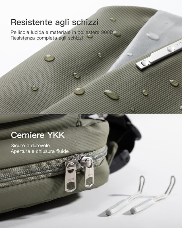 Detalle de Inateck Sling Bag X – borsa a tracolla multiuso resistente agli spruzzi, 34 x 15 x 8 cm