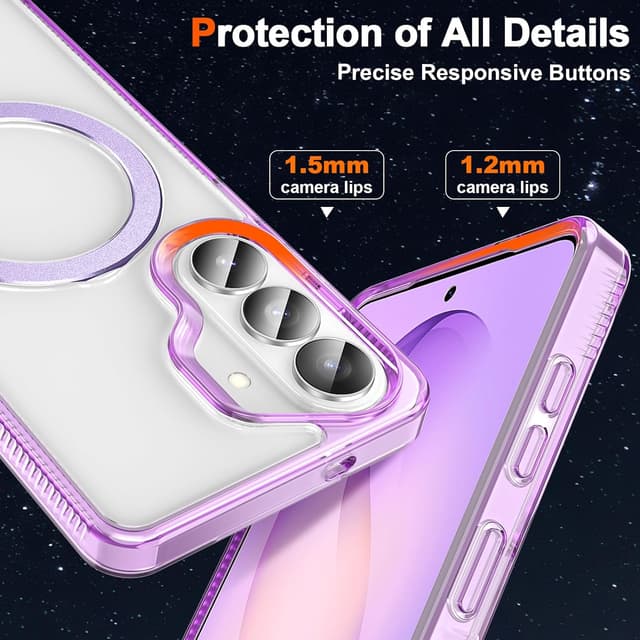Detalle 2 de STERKER Designed for Samsung Galaxy S26 Case Magnetic Ring Stand (Military Grade Drop Protection) — Clear Purple