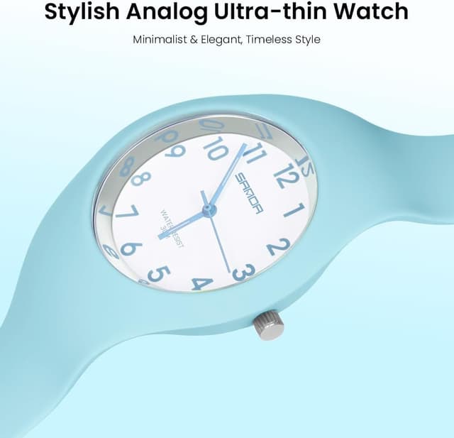 Detalle de AOOSU Damen Analog Quarz Uhr mit Silikonband – sportlich, schlicht & alltagstauglich