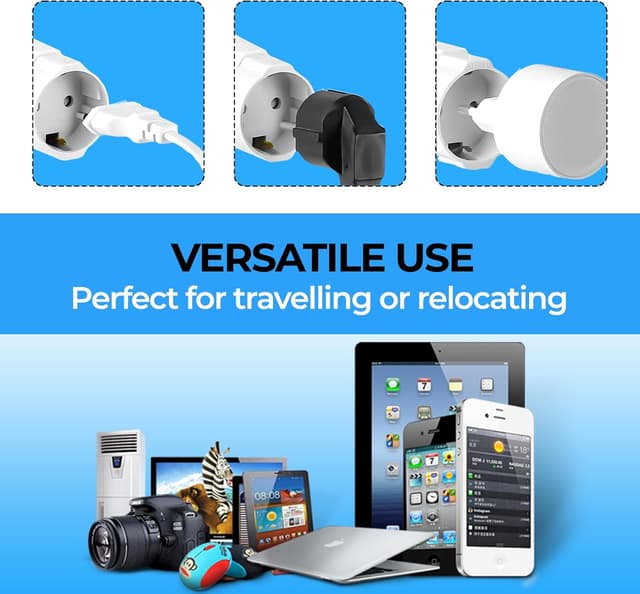 Detalle de Double Dragon EU to UK Plug Adapter (Schuko & Europlug to UK 3-Pin) – BS8546 Certified, 13A Fused, White (2 Pack)