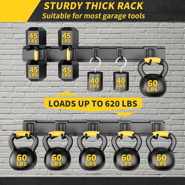 Detalle de 64-Inch Garage Storage Wall-Mount Tool Organizer (UUP) with Adjustable Metal Hooks