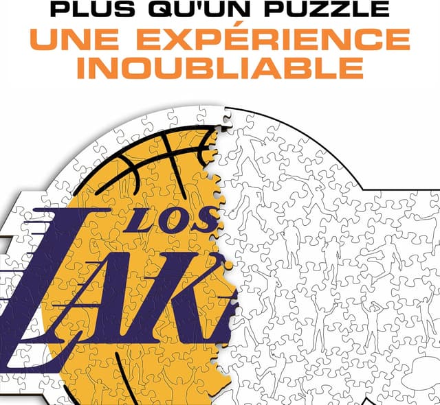 Detalle de Iconic Puzzles Los Angeles Lakers (Logo) – Puzzle en bois sous licence officielle NBA, 500 pièces, taille L