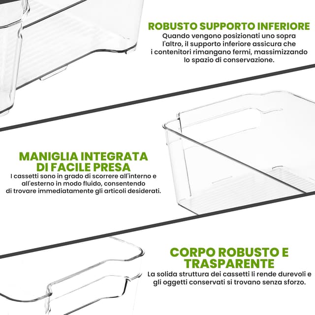 Thumbnail 3 de KICHLY set di 8 cestini organizzatori trasparenti per dispensa (senza BPA)