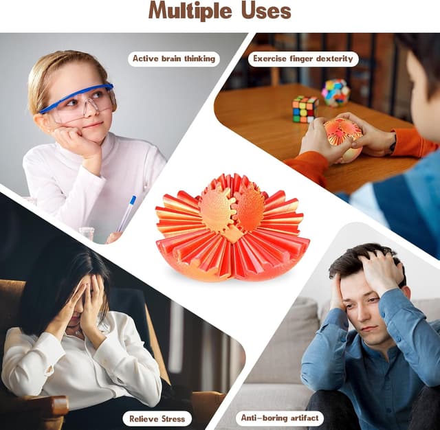 Detalle de Olee Odee Gear Ball Fidget Spielzeug Steampunk Zahnrad-Kugel (Rot, 8 cm)