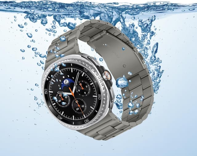 Detalle de Anlinser No Gap Bands 22mm Stainless Steel Metal Strap for Samsung Galaxy Watch 8 (44mm/40mm) & Watch 8 Classic (46mm) — Gray Titanium