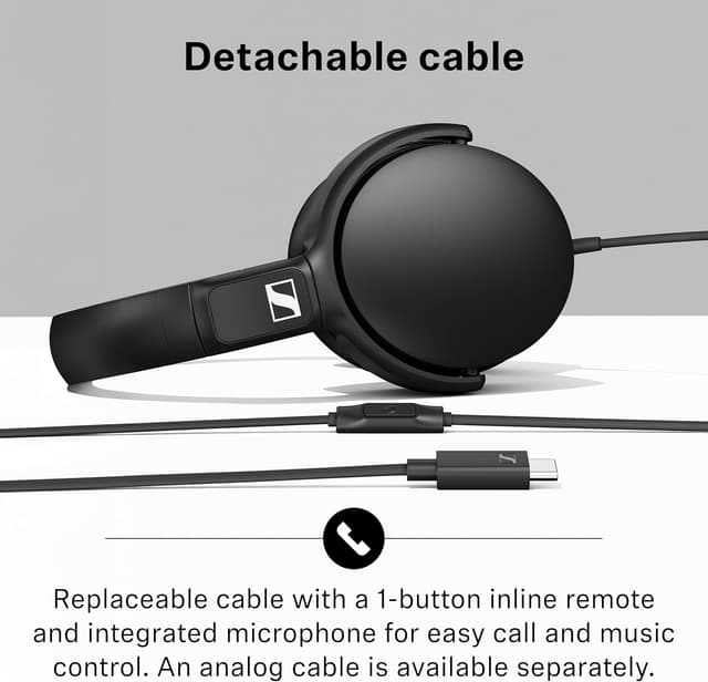 Detalle de Sennheiser HD 400U cuffie over-ear cablate con telecomando smart, nero