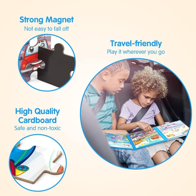 Detalle de SYNARRY magnetic jigsaw transport puzzles (20 pieces) for 3–6-year-olds