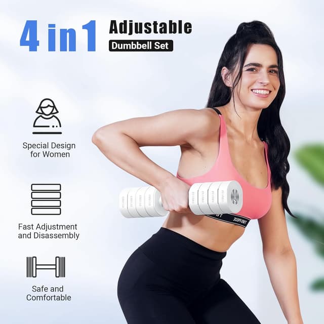 Detalle de MERACH adjustable dumbbell set of 2 (4-in-1) 1–4 kg hand weights for home gym strength training