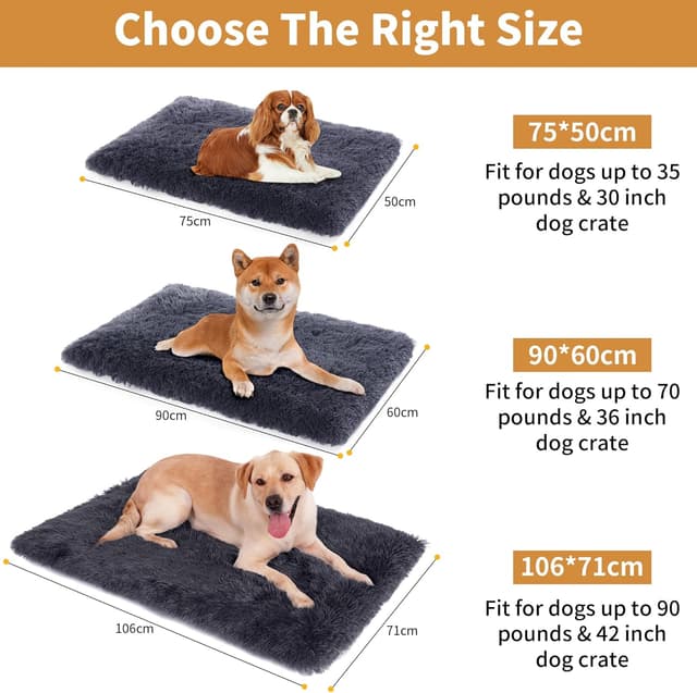 Detalle de Baodan Baodan Dog Bed Washable (Medium, 75x50cm) – Fluffy crate mat with non-slip base