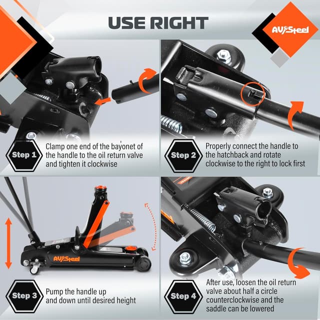 Thumbnail 6 de AV Steel Floor Jack 2.5 Ton Low Profile, 3.4–14.6" range 🛠