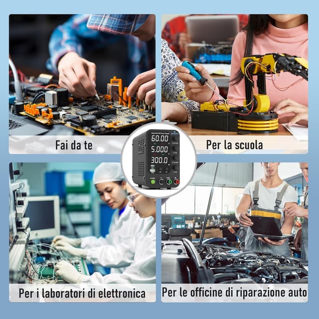 Detalle 2 de Alimentatore CC variabile da banco commutabile SPS-6005V con uscita ON/OFF e ricarica USB-C/Type-A 20W