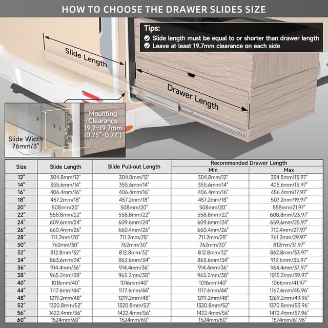 Detalle 2 de AOLISHENG drawer runners 190kg, 36 inch
