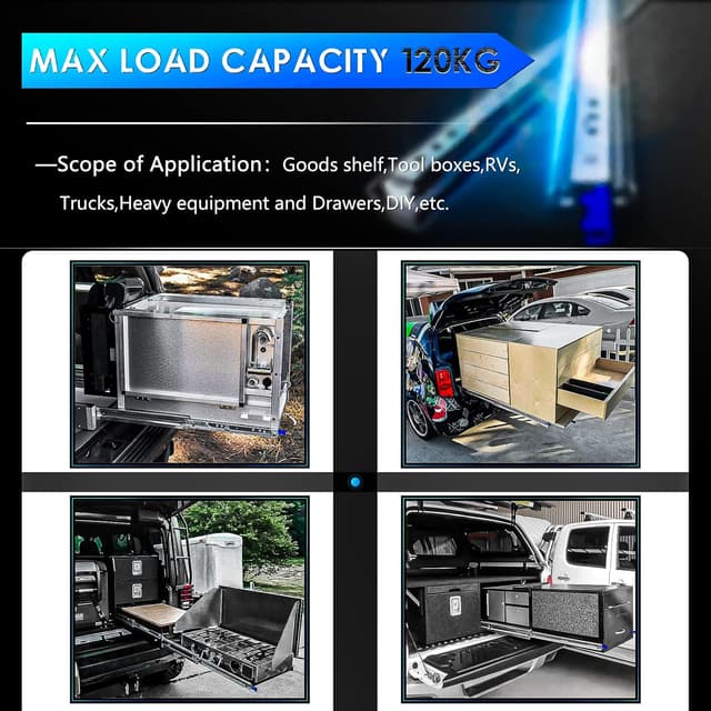 Thumbnail 5 de AOLISHENG Guide per cassetti pesanti con serratura, carico 120 kg 🛠