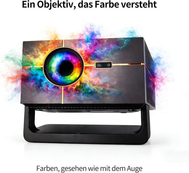 Detalle de Smart Beamer 4K Heimkino mit Autofokus, Auto-Trapezkorrektur, WiFi 6 & Android (Outdoor/Garten)