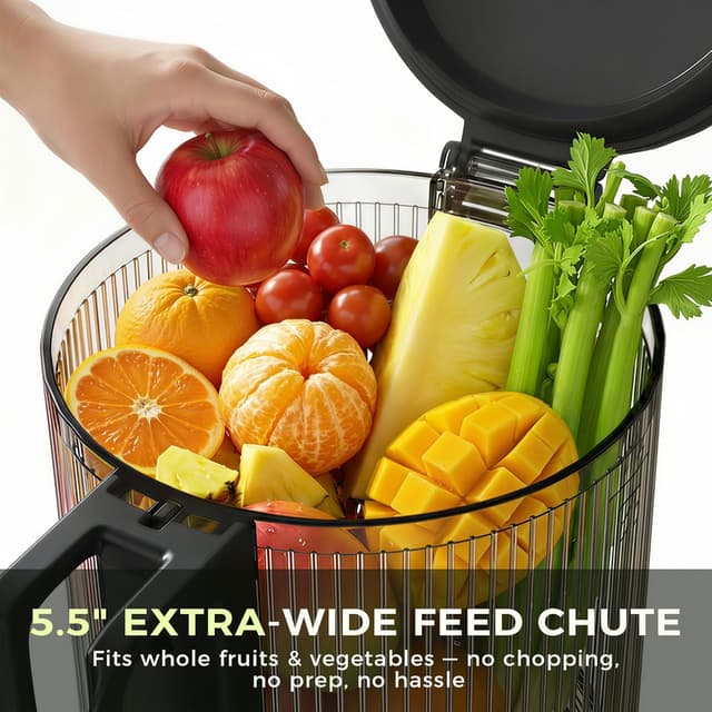 Detalle 2 de Cold Press Juicer with 5.5-Inch Wide Feed Chute (Slow Masticating Juicer) — Black