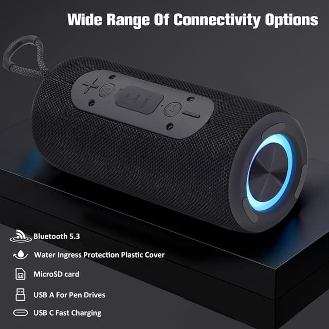 Detalle de Sumvision Monic Harmony Portable Bluetooth Speaker (True Wireless Stereo, 3D sound, Double Bass, RGB, 24hr)